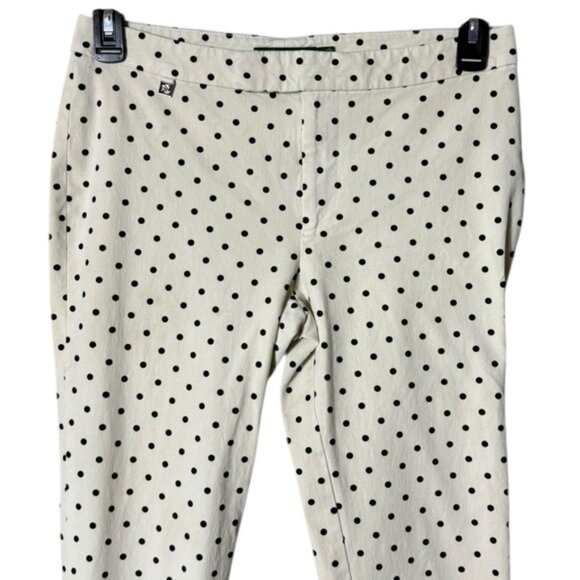 Ralph Lauren LRL Women Polka Dot Slim Trousers Pants Ankle Size 6 Preppy Stretch - Picture 3 of 9